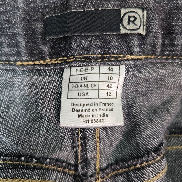 R Denim Womens Sz 12 Floral Beaded Embroidered Y2K Straight Leg Jeans Black Wash - Picture 7 of 10